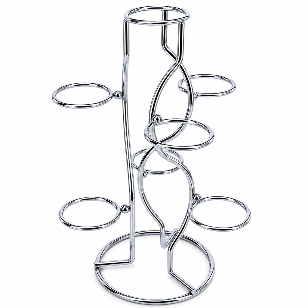 7-Ring 3-Tier Silver Wire Metal Sphere Crystals Egg Stand Holder Display 7.4 Inches