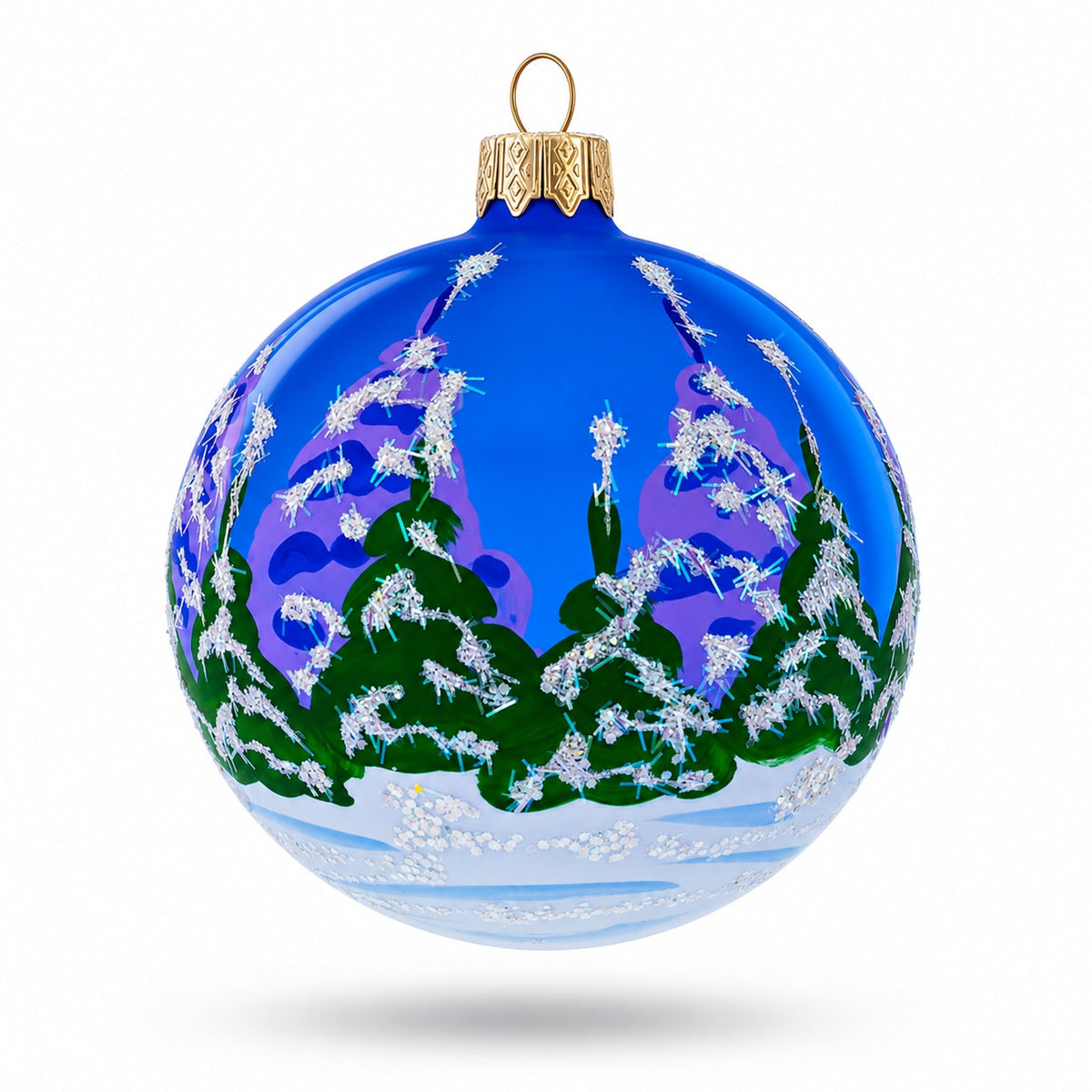 Bear with Rabbit and Fox Glass Ball Ornament 3.25 Inches