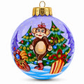 Monkey with Christmas Gifts Glass Ball Christmas Ornament 4 Inches