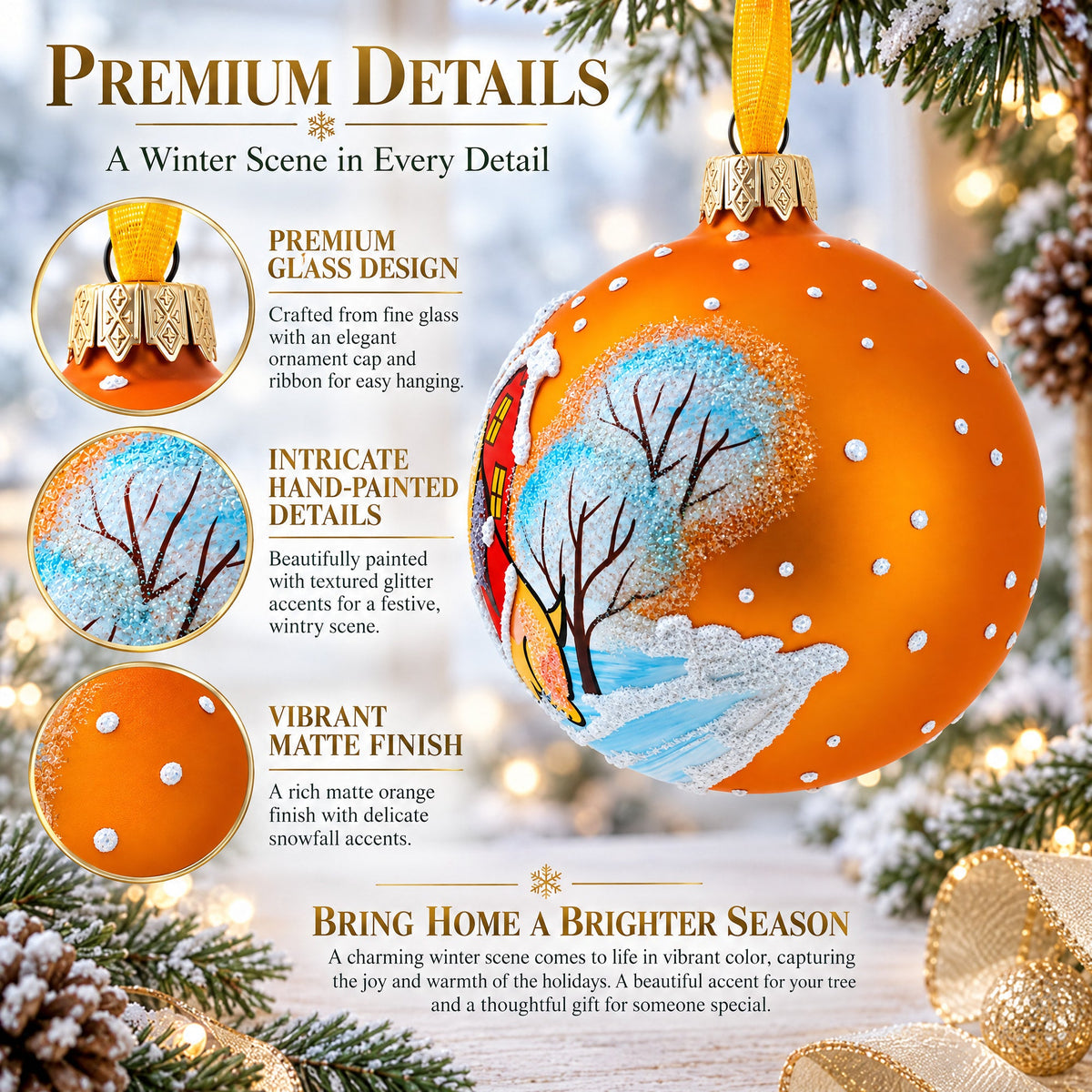 Festive Dogs' Holiday Celebration Glass Ball Christmas Ornament 3.25 Inches