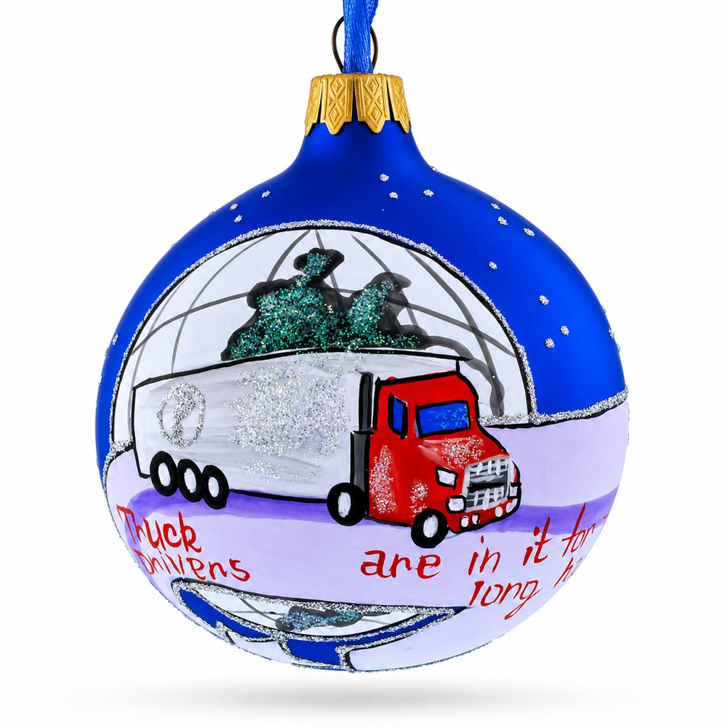 Truck Driver Glass Ball Christmas Ornament 3.25 Inches