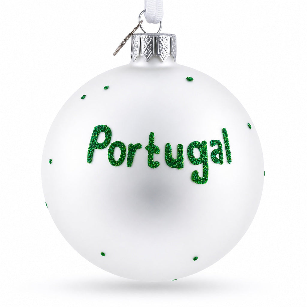 Flag of Portugal Glass Ball Christmas Ornament 3.25 Inches