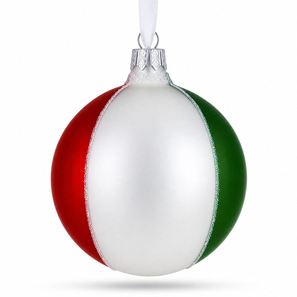 Flag of Mexico Glass Christmas Ornament 3.25 Inches