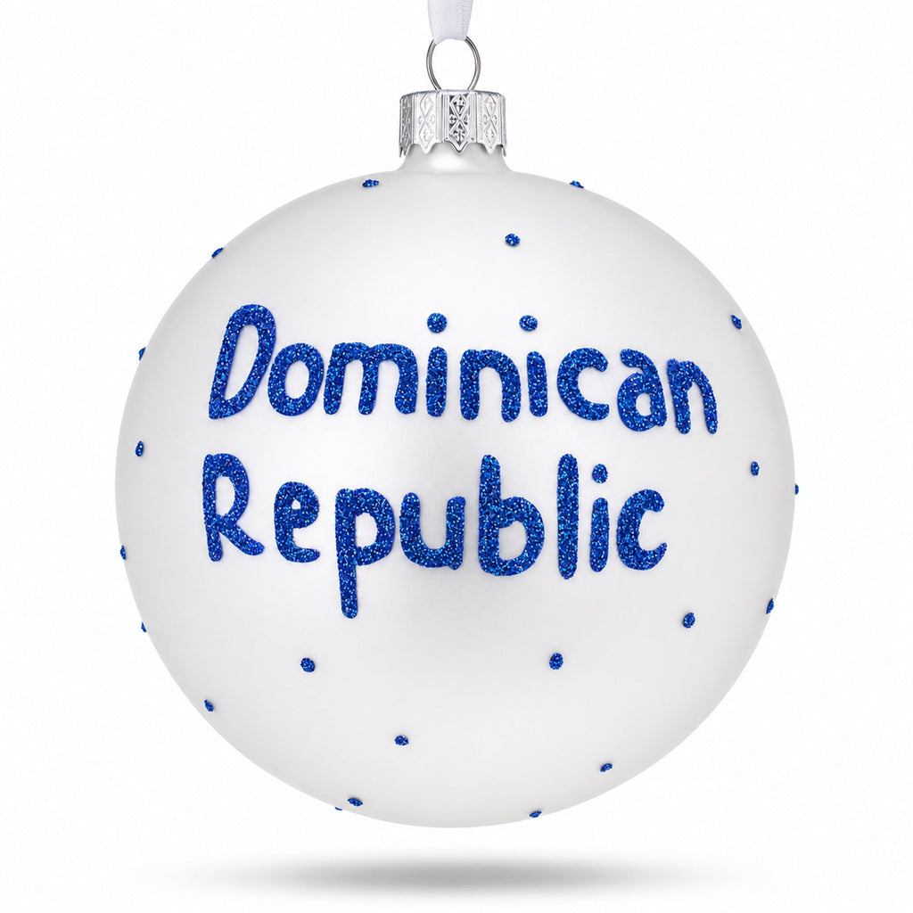 Flag of Dominican Republic Glass Ball Christmas Ornament 4 Inches