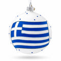 Flag of Greece Glass Ball Christmas Ornament 4 Inches