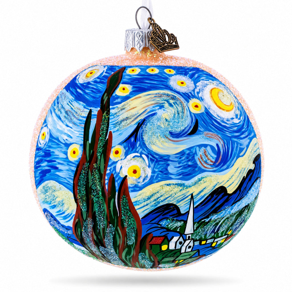 1880 'The Starry Night' by Vincent van Gogh Glass Ball Christmas Ornament 4 Inches