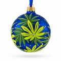 Botanical Cannabis Glass Ball Christmas Ornament 3.25 Inches