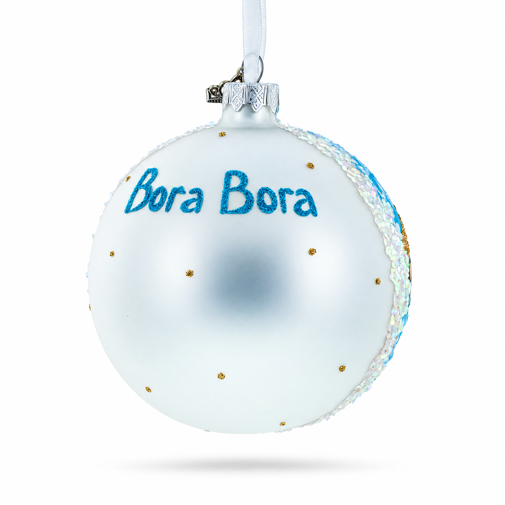 Bora Bora, French Polynesia Glass Ball Christmas Ornament 4 Inches