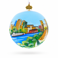 Skyline of Sacramento, California Glass Ball Christmas Ornament 4 Inches