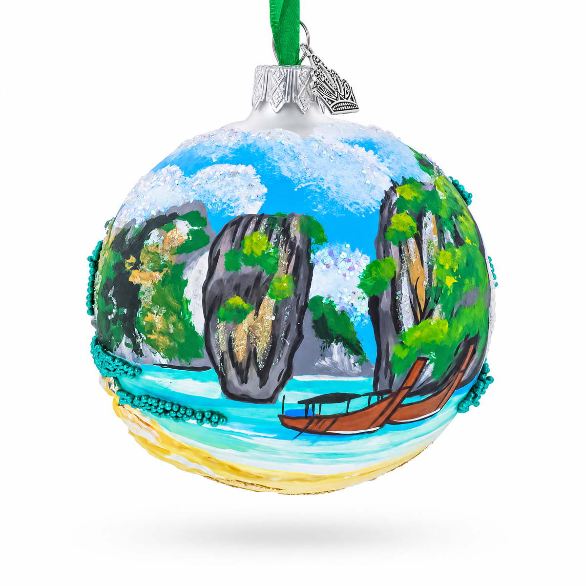 Phang Nga Bay Beach, Phuket, Thailand Glass Ball Christmas Ornament 3.25 Inches