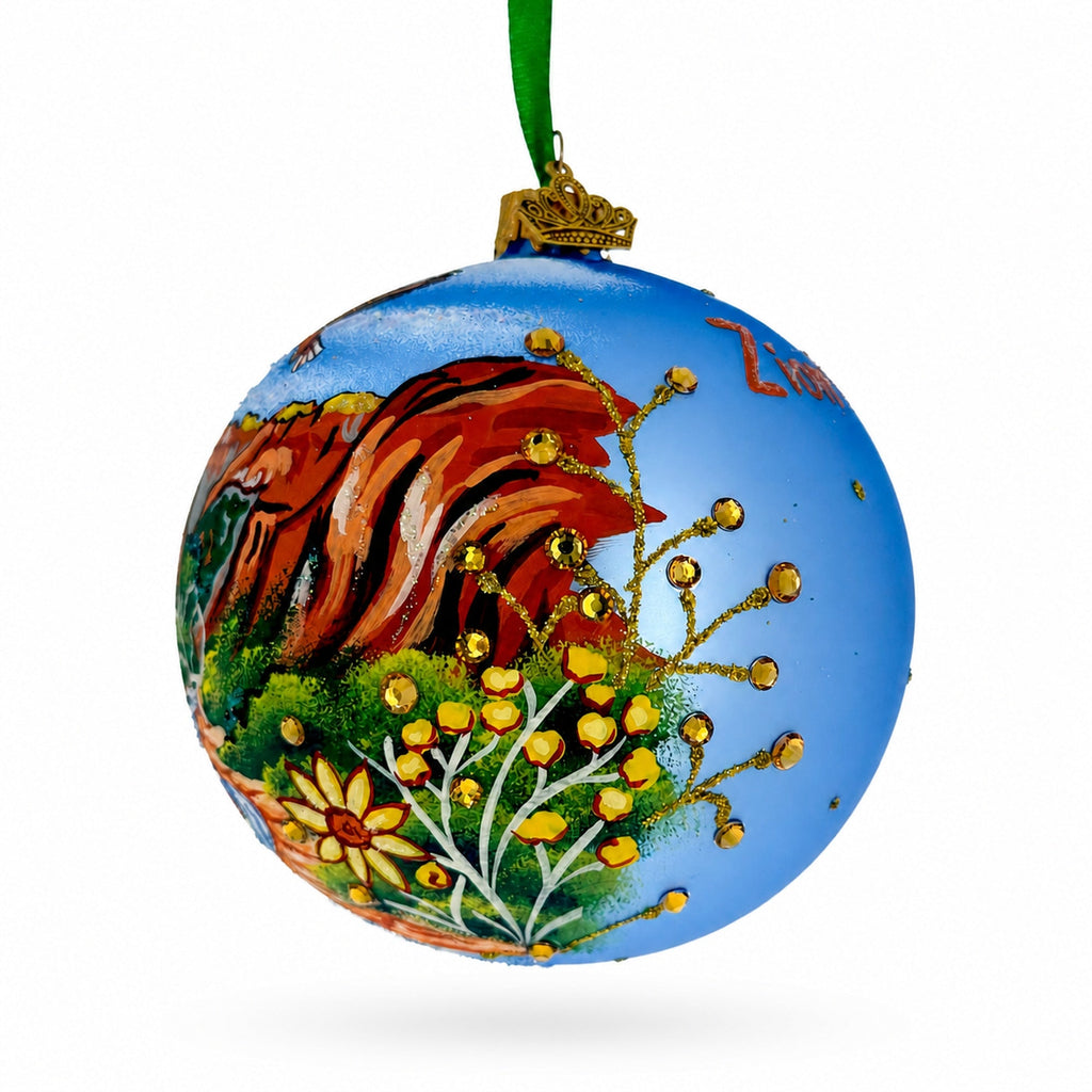 Zion National Park, Utah Glass Christmas Ornament