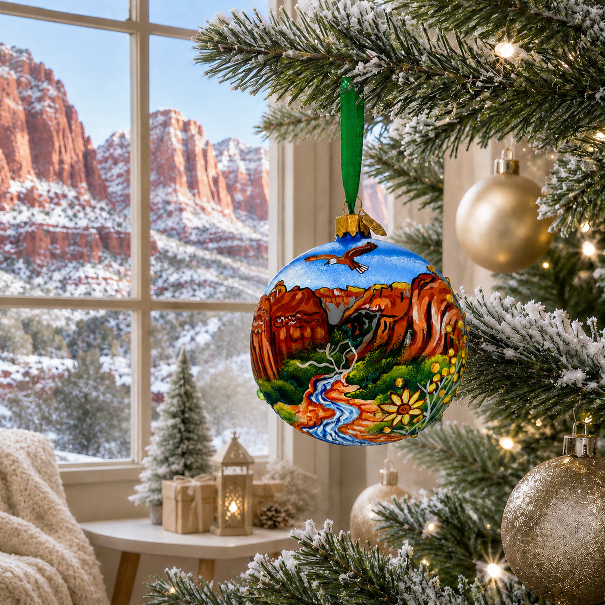 Zion National Park, Utah Glass Christmas Ornament