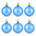 Set of 6 Light Matte Blue Glass Ball Christmas Ornaments 2.4 Inches