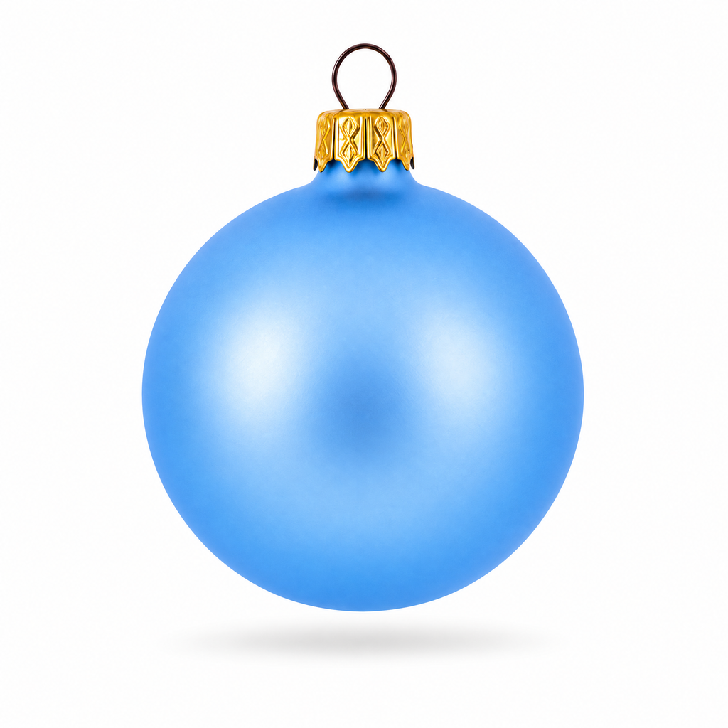 Set of 6 Light Matte Blue Glass Ball Christmas Ornaments 2.4 Inches