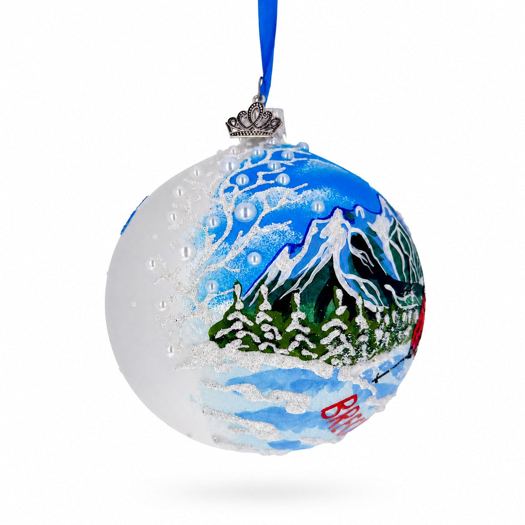 Breckenridge, Colorado Mountain Scene Skier Christmas Tree Ornament 4 Inches