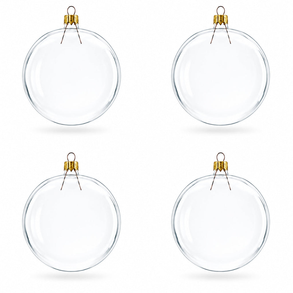 Set of 4 Mouth Blown Blank Glass Christmas Ornament 4 Inches (001)