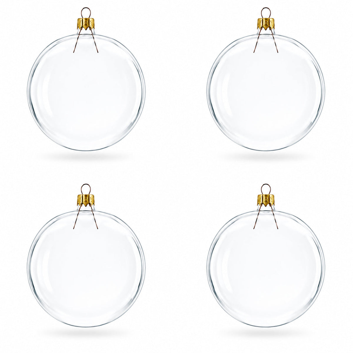 Set of 4 Mouth Blown Blank Glass Christmas Ornament 4 Inches (001)