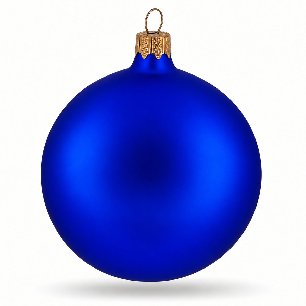 Set of 4 Thick Blue Glass Ball Christmas Ornaments 4 Inches (004)