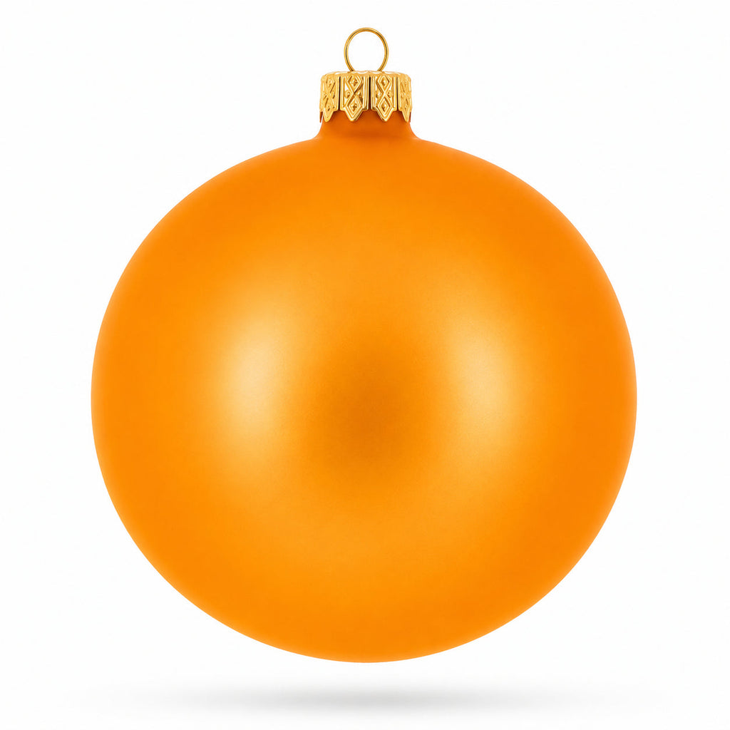 Set of 4 Matte Orange Glass Ball Christmas Ornaments 4 Inches (011)
