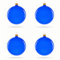 Set of 4 Translucent Glossy Blue Glass Ball Christmas Ornaments (016)