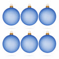 Set of 6 Translucent Light Blue Glass Ball Christmas Ornaments (050)
