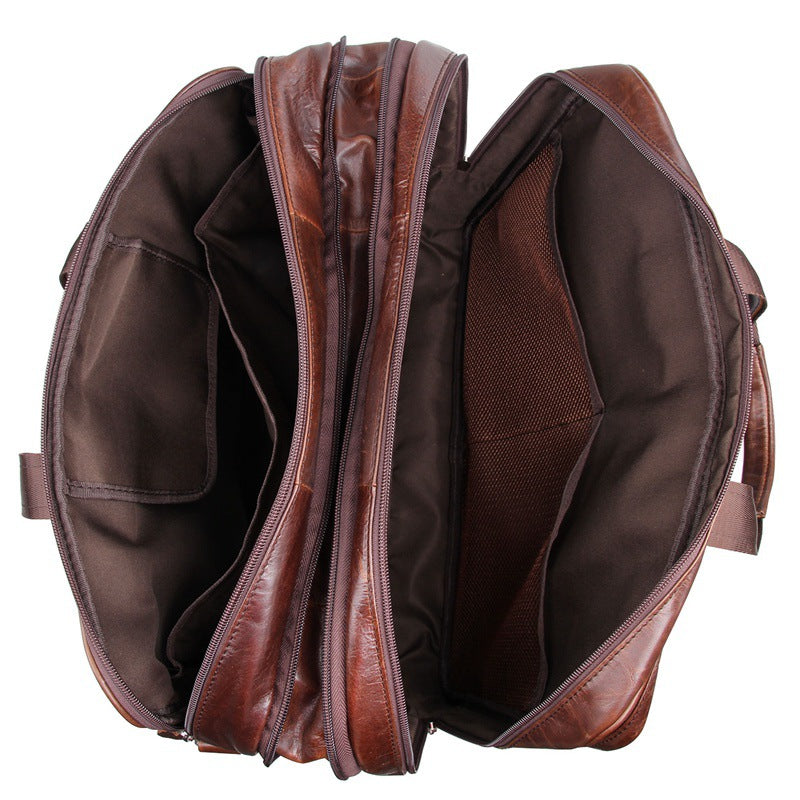 Handmade Top Grain Leather Briefcase Messenger Bag Men's Business Laptop Bag