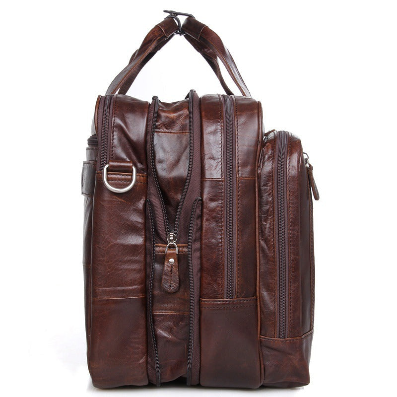 Handmade Top Grain Leather Briefcase Messenger Bag Men's Business Laptop Bag
