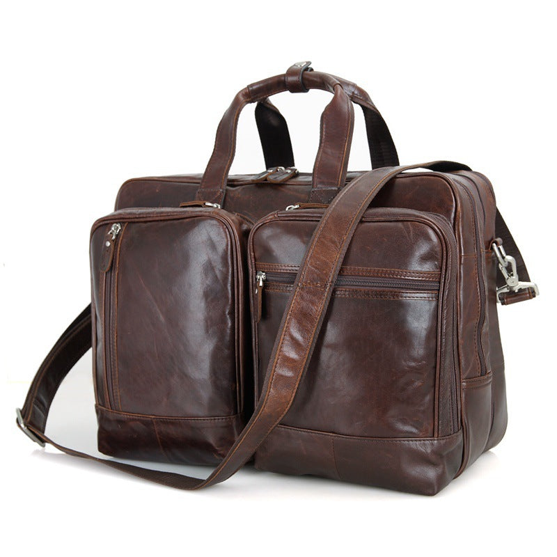 Handmade Top Grain Leather Briefcase Messenger Bag Men's Business Laptop Bag