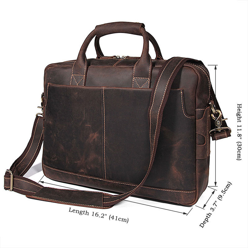 Handmade Full Grain Leather Briefcase Vintage Leather Messenger Bag