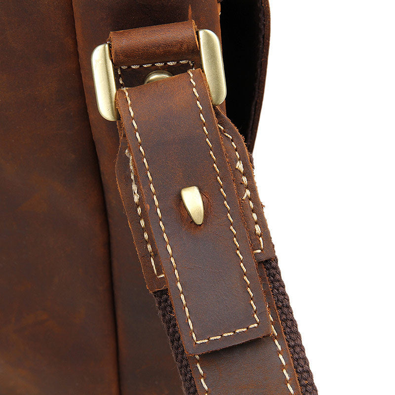 Handmade Crazy Horse Leather Briefcase Men's Business Cross Body Bags Leather Handbags 7113