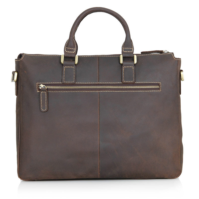 Handmade Crazy Horse Leather Briefcase Men's Business Cross Body Bags Leather Handbags 7113