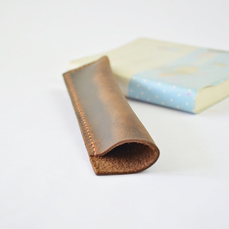 Hand Stitched Genuine Natural Leather Pen Holder, Leather Pen Case D02