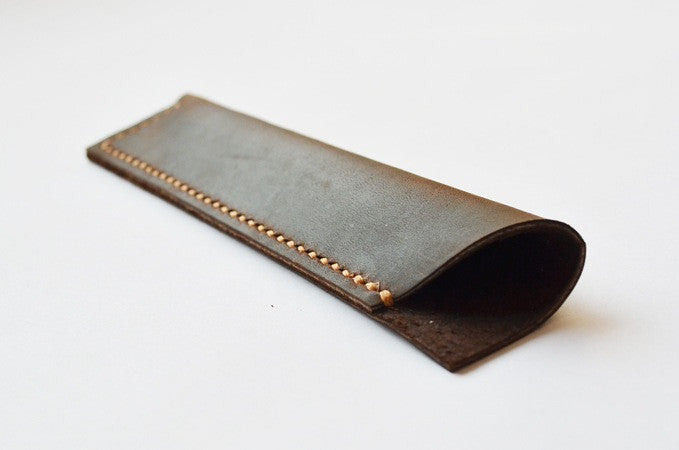 Hand Stitched Genuine Natural Leather Pen Holder, Leather Pen Case D02