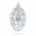 Jeweled Beads on Glossy White Glass Egg Ornament 4 Inches