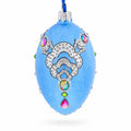 French Designer Jeweled Conquests Necklace Glass Egg Christmas Ornament 4 Inches