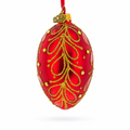Red Paisley Glass Egg Christmas Ornament 4 Inches