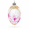 Pink Pearls on Clear Glass Egg Ornament 4 Inches
