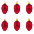 Set of 6 Matte Red Mini Glass Egg Ornaments 2.9 Inches