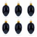 Set of 6 Black Mini Glass Egg Ornaments 2.9 Inches