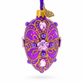 Flower on Purple Mini Glass Egg Ornament 2.9 Inches