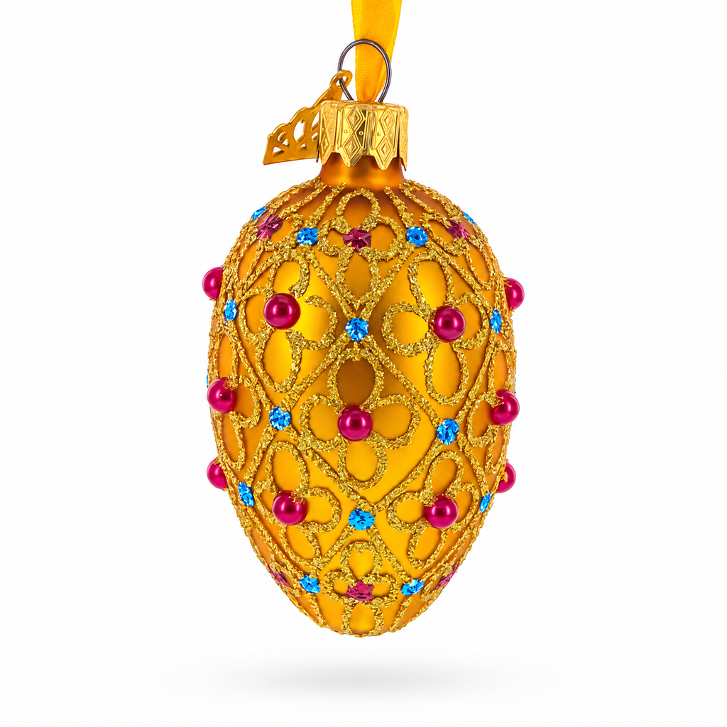 Royal Coronation Mini Glass Egg Ornament 2.9 Inches