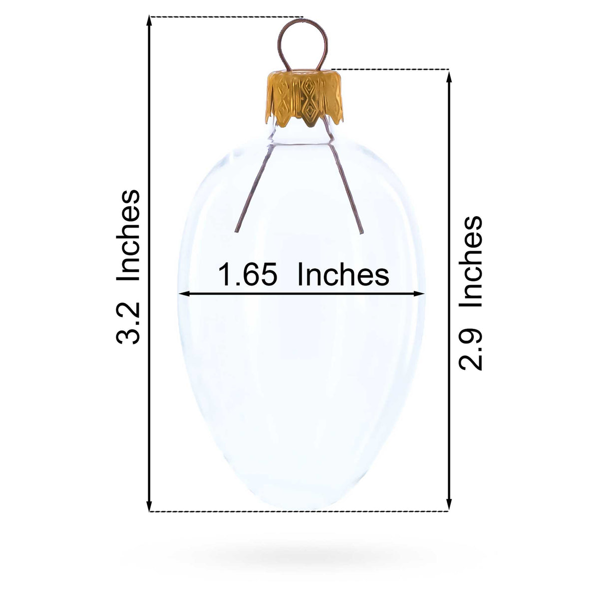 Set of 6 Matte  White Mini Glass Egg Ornaments 2.9 Inches
