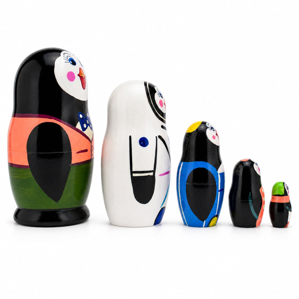 Set of 5 Happy Penguins Nesting Figurines