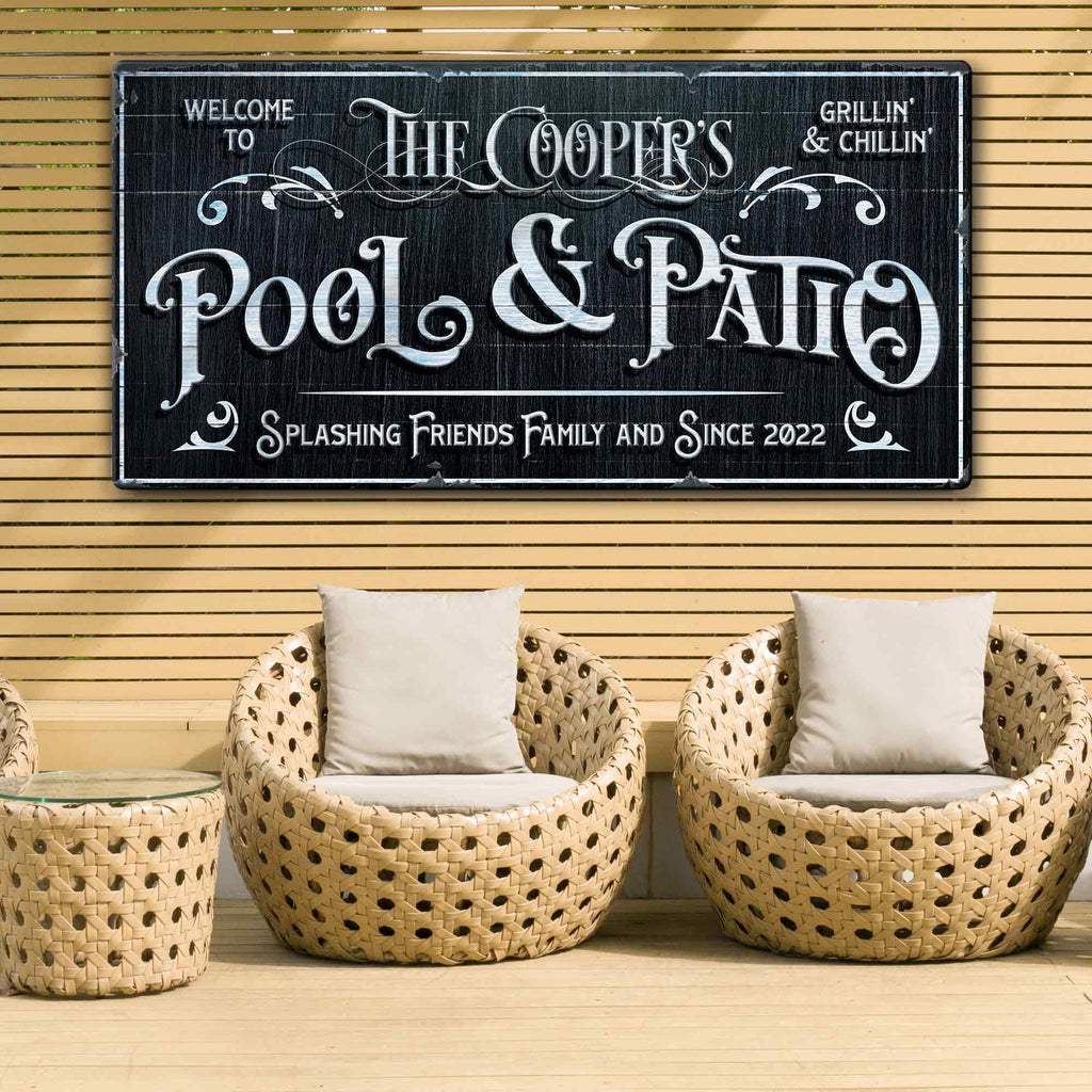 Personalized Pool Sign Black and White