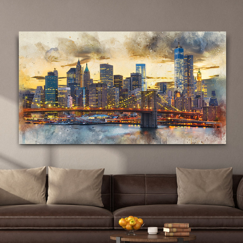 New York City Night View Canvas Wall Art