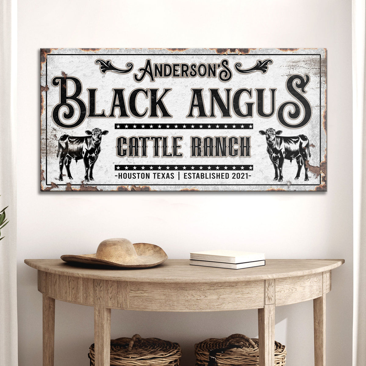 Personalized Black Angus Cattle Sign