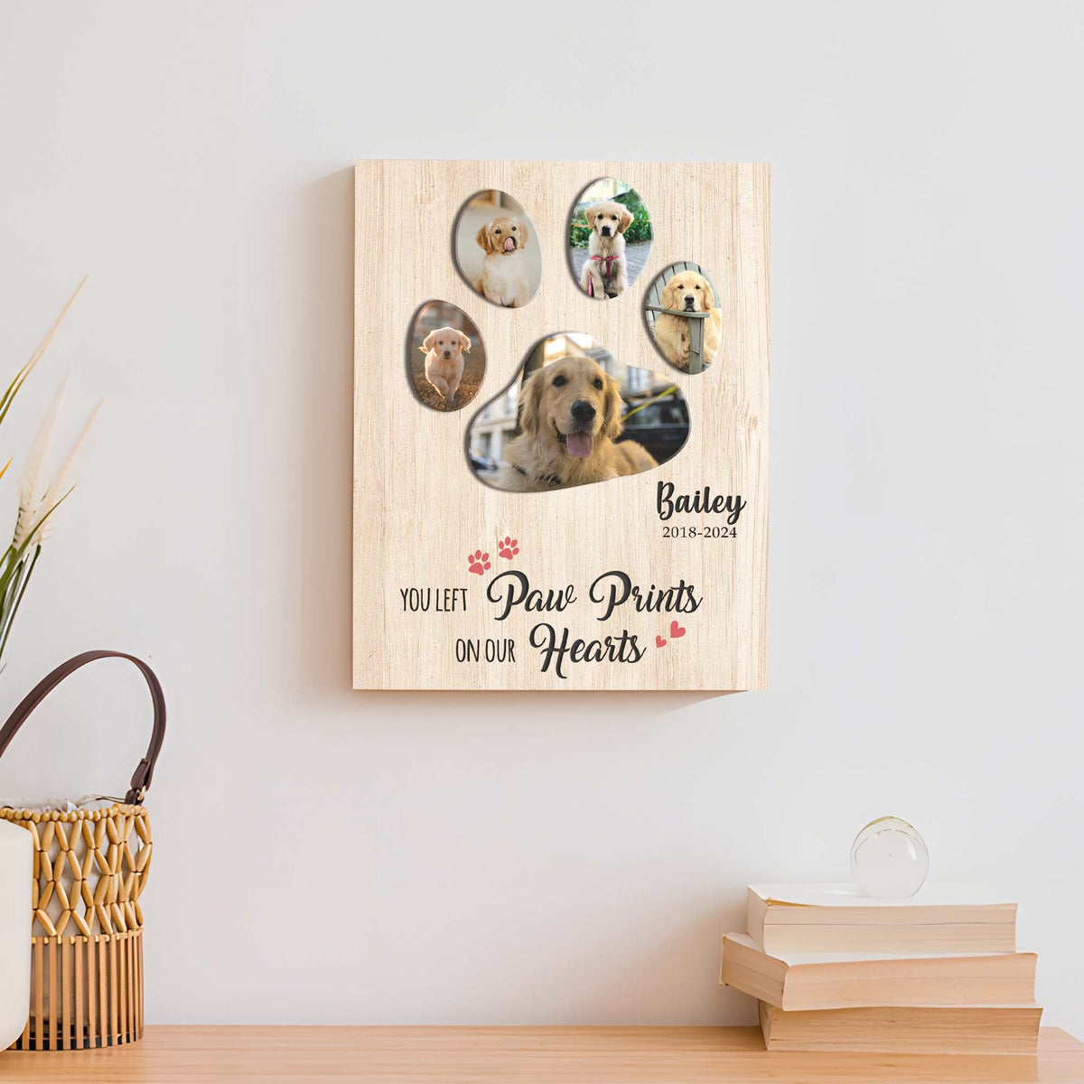 Pet Memorial Sign You Left Paw Prints On Our Hearts II