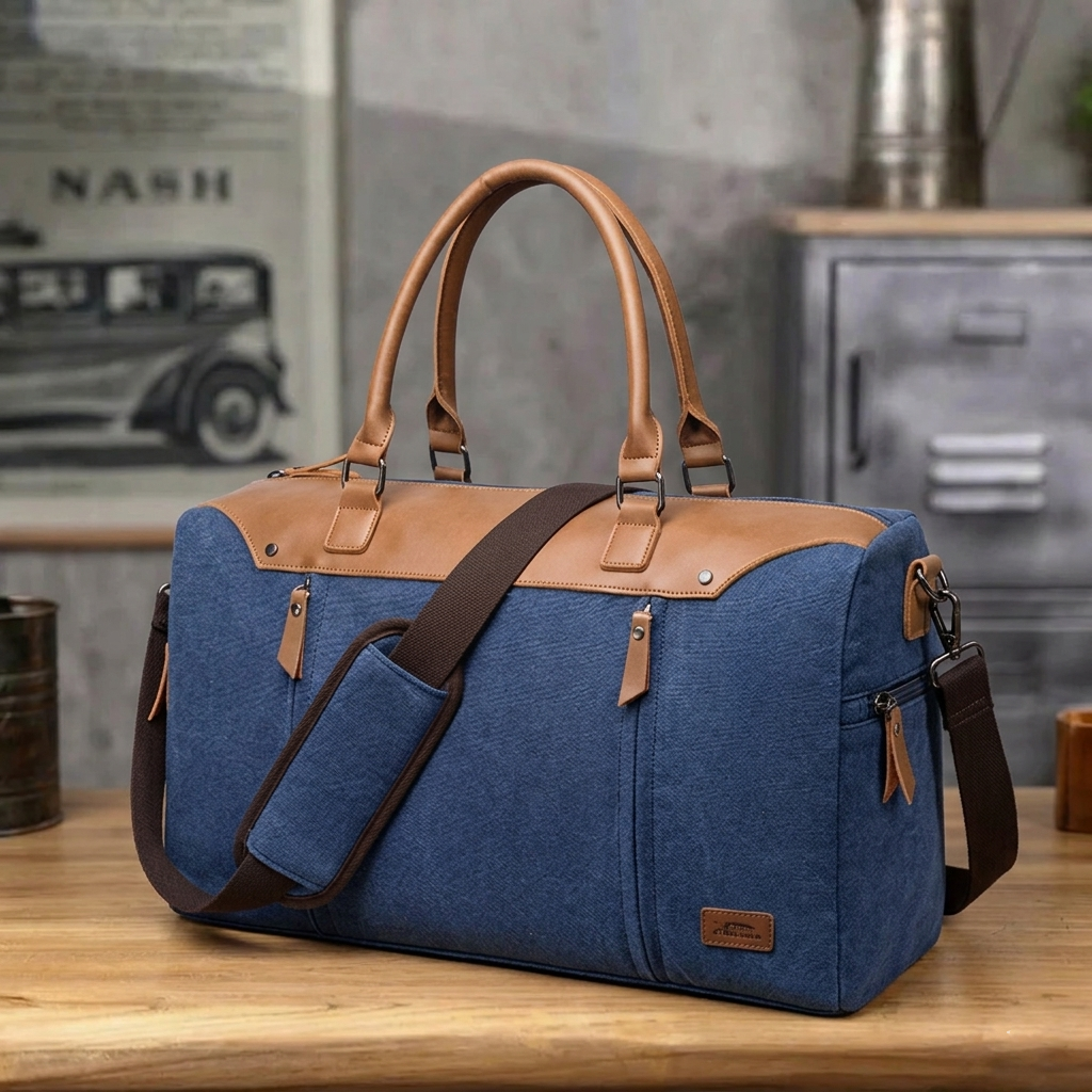 Canvas Duffle Bag Unisex Canvas Overnight Bag Stylish Gym Bag Big Capacity Weekender Bag
