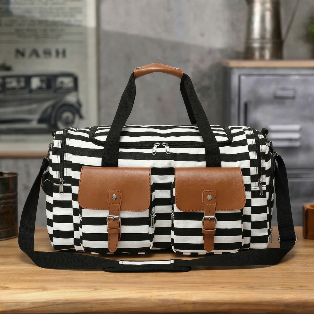 Canvas Travel Bag With Shoes Compartment Waterproof Canvas Duffle Bag Stylish Overnight Bag