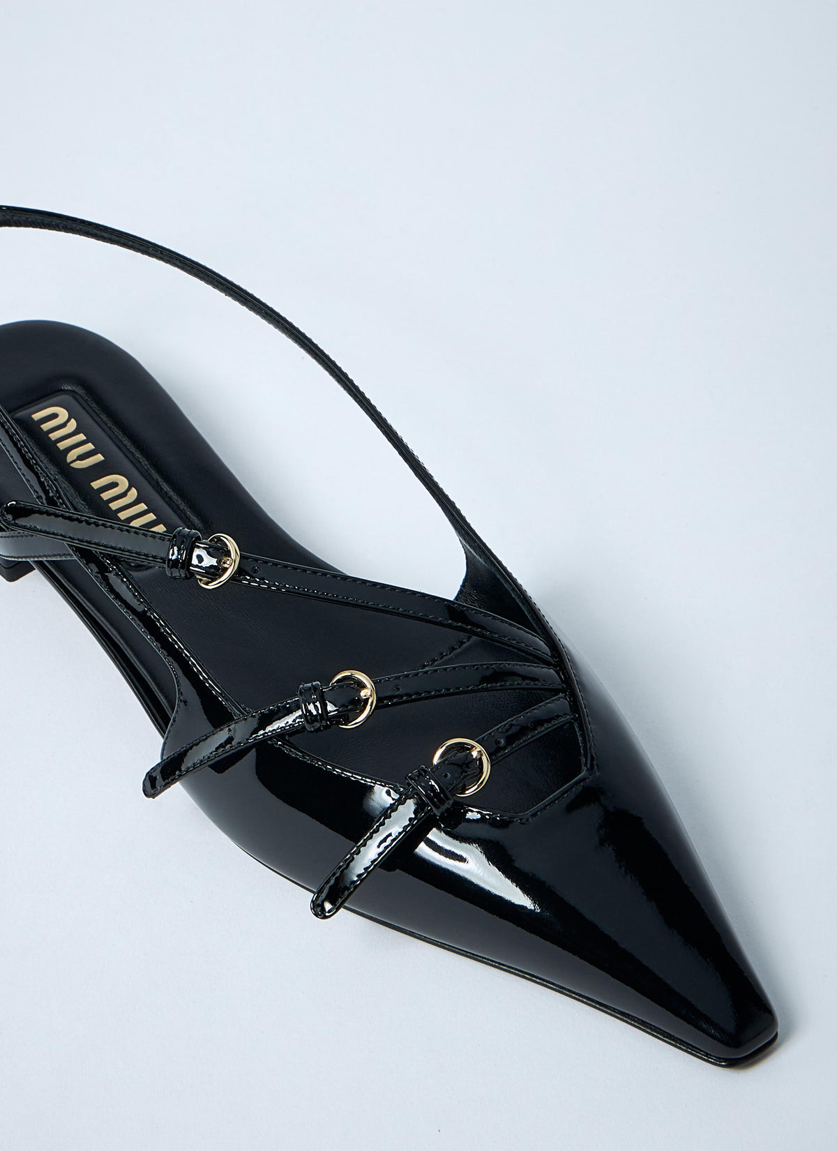 Miu Miu Women Patent Leather Slingback Ballerina Flats